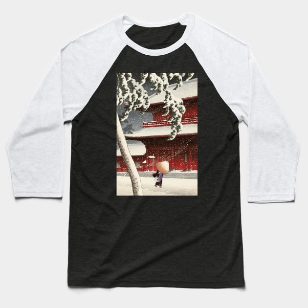 Red temple in Snow Japanese art Baseball T-Shirt by geekmethat